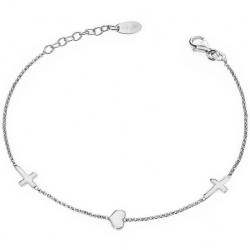 Bracciale Amen in argento con cuore e croci donna BRCHB