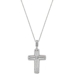 Collana Amen con croce in argento e zirconi donna CLCRVBBZ
