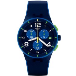 Orologio Uomo Swatch Chrono Plastic Bleu Sur Bleu SUSN409 Cronografo
