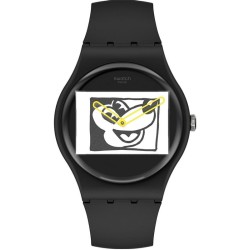 Orologio Mickey Mouse Swatch Mickey Blanc Sur Noir SUOZ337