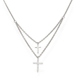 Collana Doppia Croce Amen donna CL2CROSSBBZ
