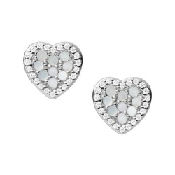 Orecchini Donna Fossil Sterling Silver JFS00568040 Cuore Madreperla